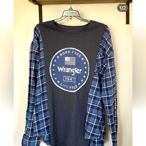 Wrangle long sleeve flannel upcycled top